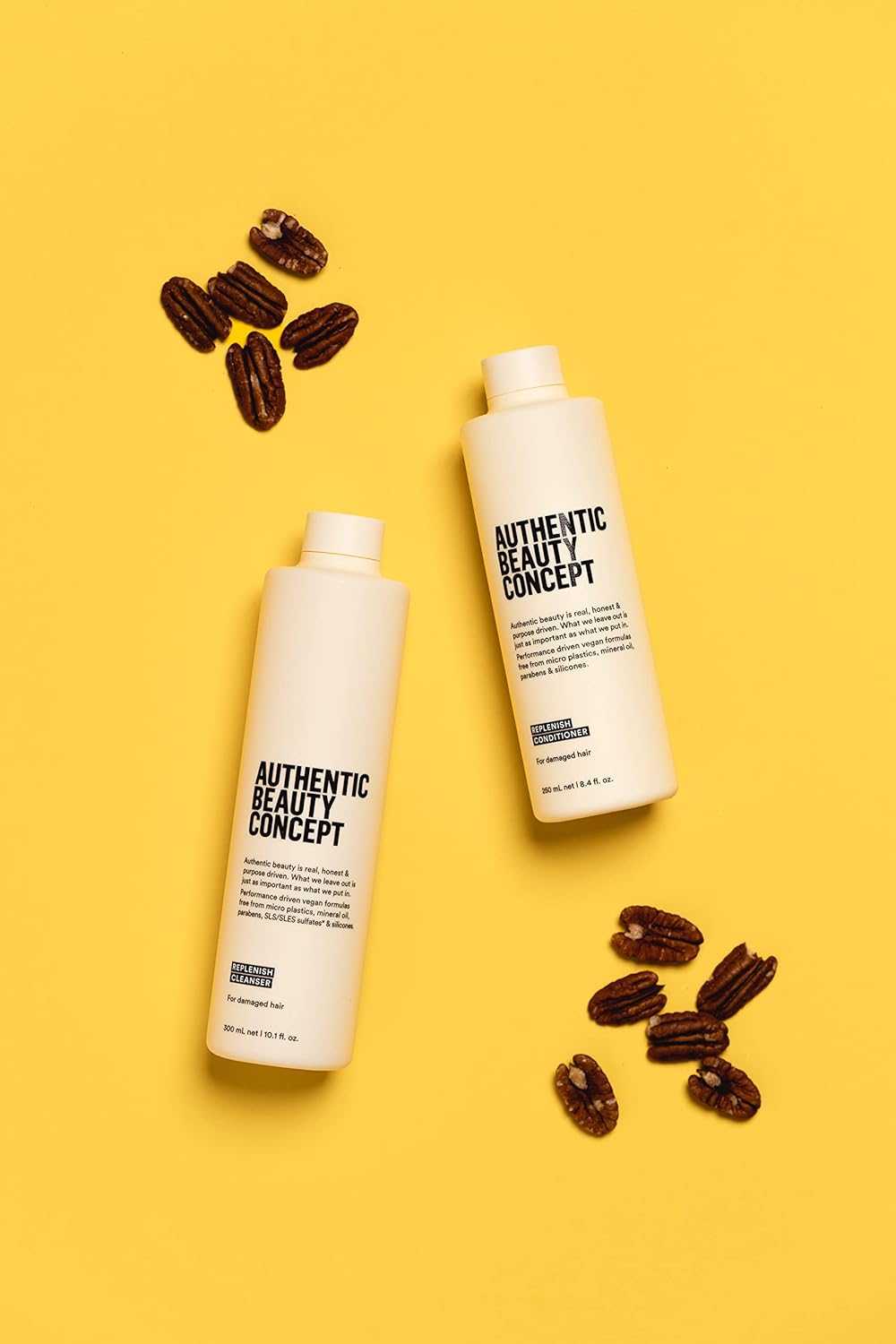 Authentic Beauty Concept Set de limpiador y acondicionador Replenish  Champú + acondicionador  Cabello dañado  Nutre y fortalece el cabello  Vegano