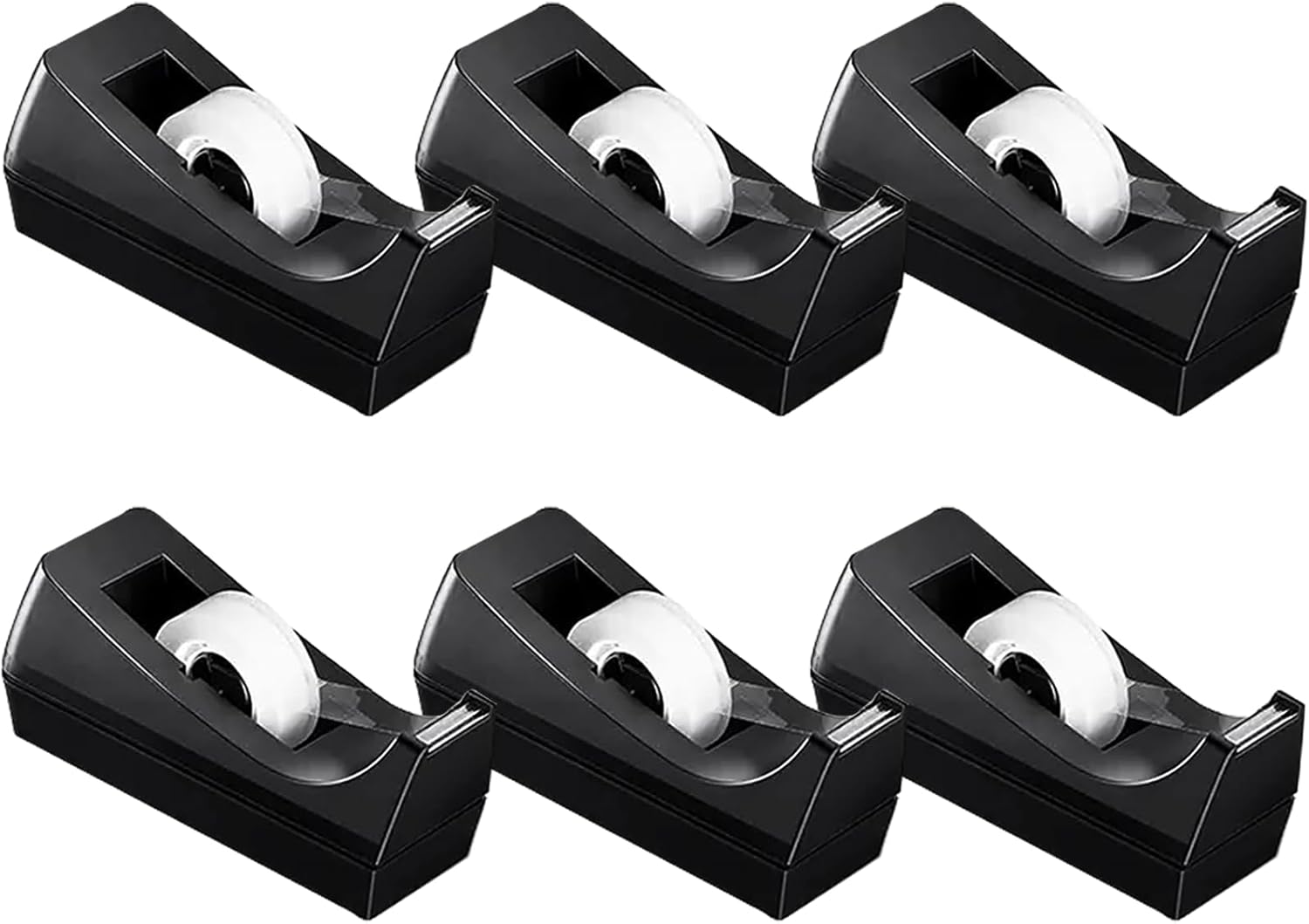 Dispensador de cinta de escritorio con base antideslizante, 6 rollos de cinta transparente con dispensador de 34 pulgadas x 1000 pulgadas, repuestos
