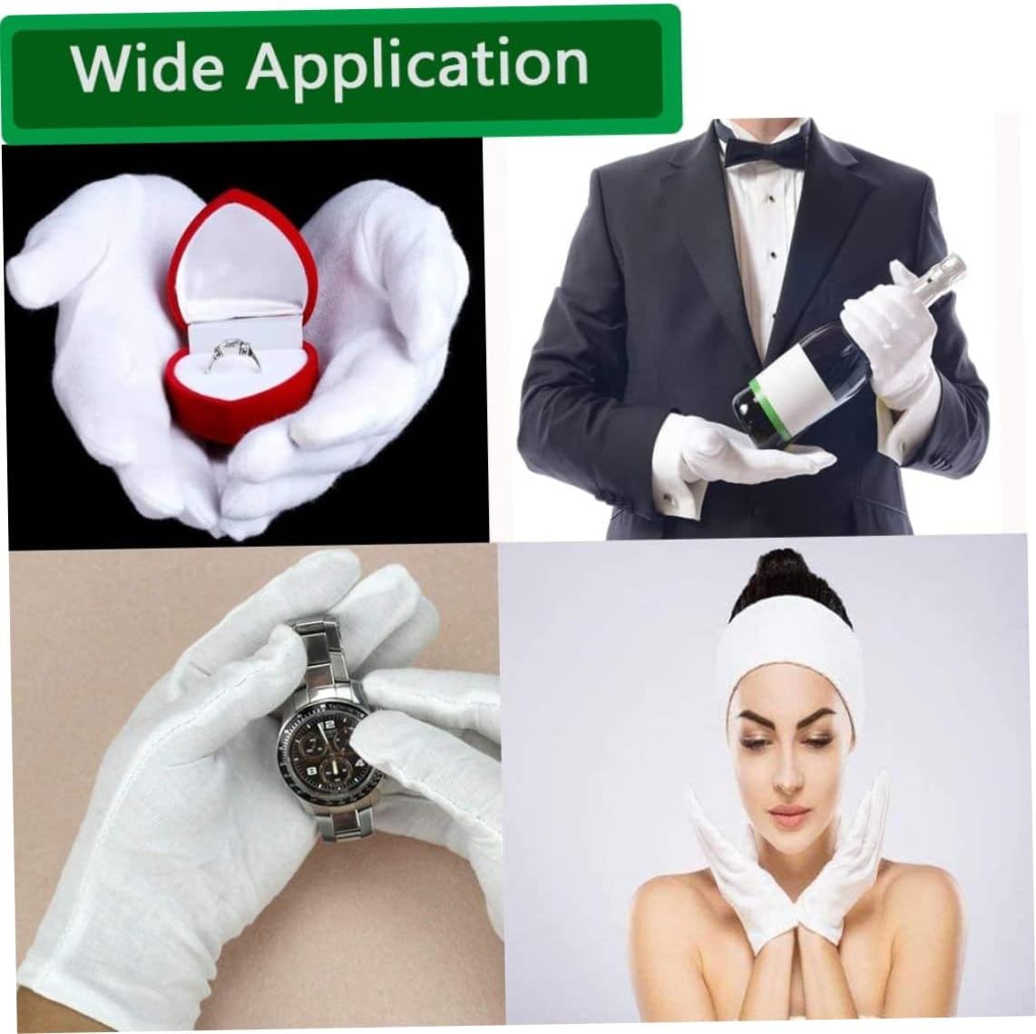 15 pares de guantes de algodón blanco para eccema y manos secas, guantes de trabajo transpirables, guantes de spa hidratantes, guantes de inspección