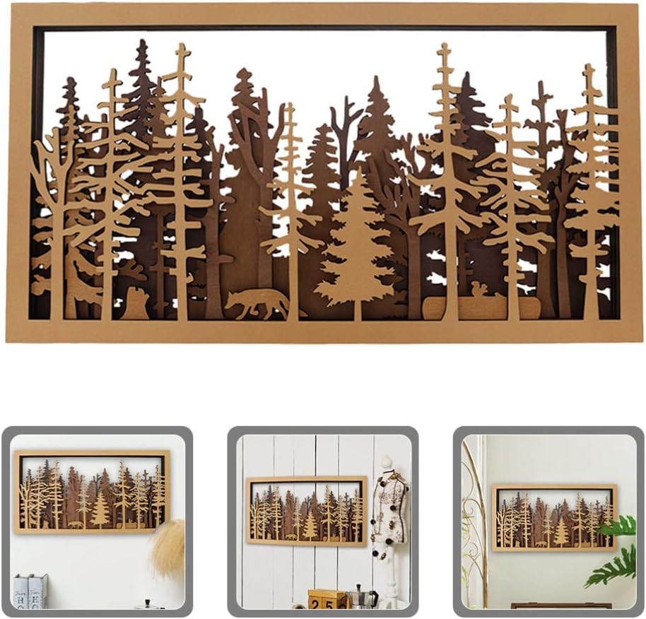 VOSAREA Decoración de pared rústica de animales del bosque, decoración de pared de granja de madera, decoración de animales de madera, adornos de