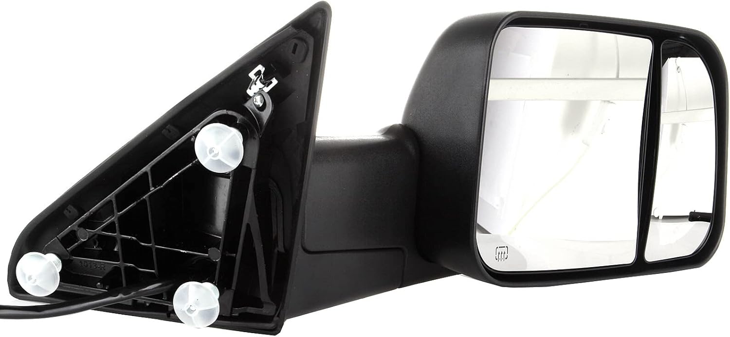 ECCPP, espejos de remolque del lado del pasajero y conductor eléctricos térmicos para 2009-15 Ram 1500 Pickup, par de espejos laterales con luces de