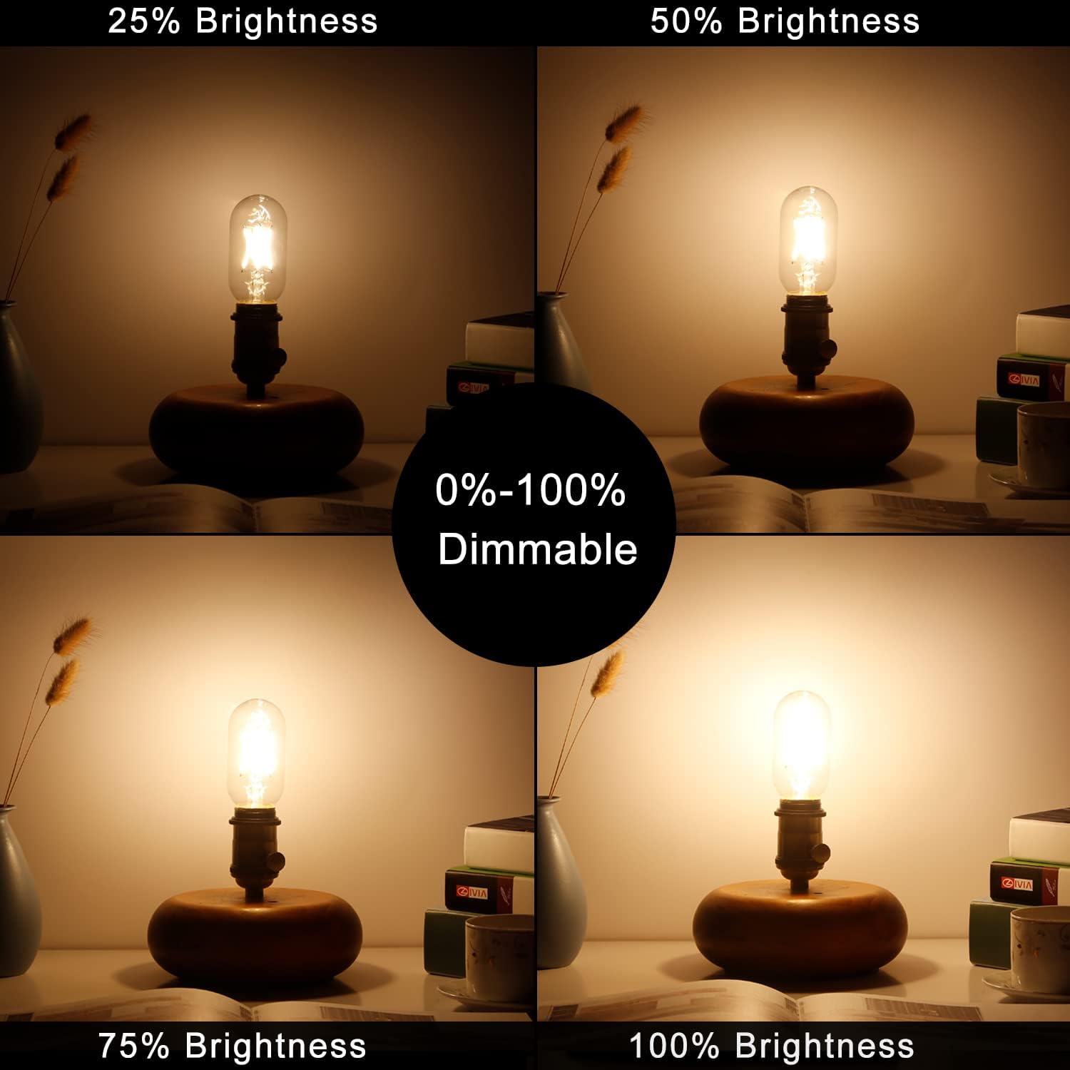 LiteHistory Bombilla LED E26 equivalente a 6 W, bombilla LED E26, 60 W, regulable, blanco cálido, 2700 K, bombilla Edison E26, AC120V, 600 lm,