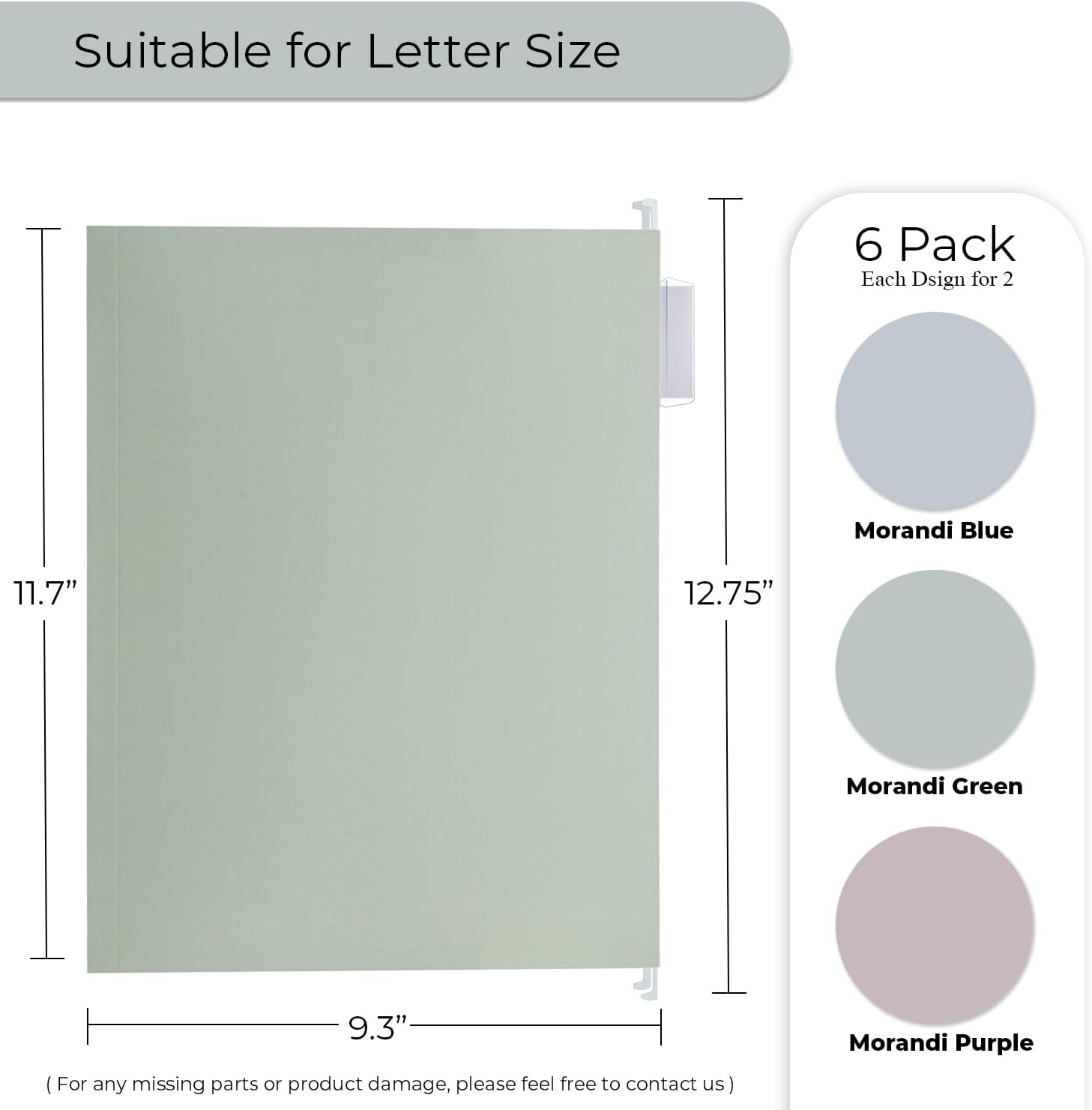 Y YOMA Paquete de 6 carpetas colgantes de capacidad extra, tamaño carta, carpeta decorativa reforzada, carpeta expandible de colores bonitos para