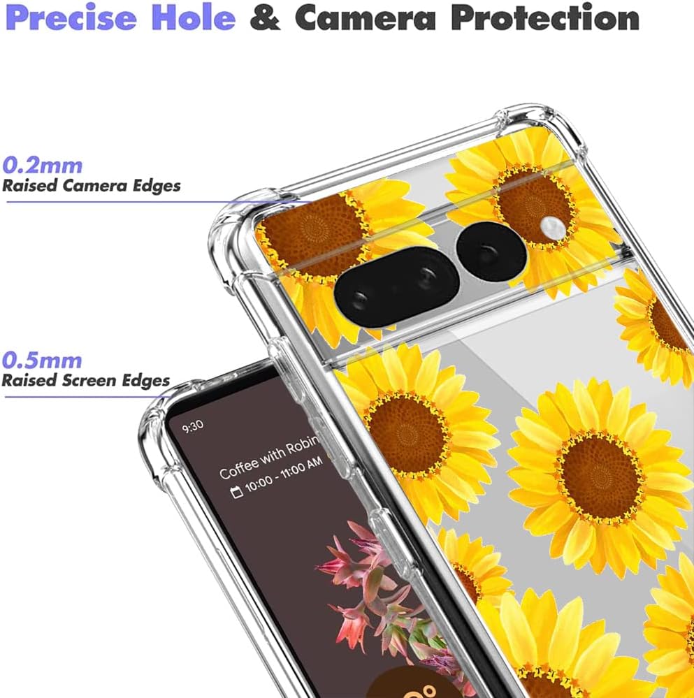 Paquete de 3 fundas para Google Pixel 7 Pro, absorción de golpes, antiarañazos, transparente, suave, TPU para Google Pixel 7 Pro (2022), flor