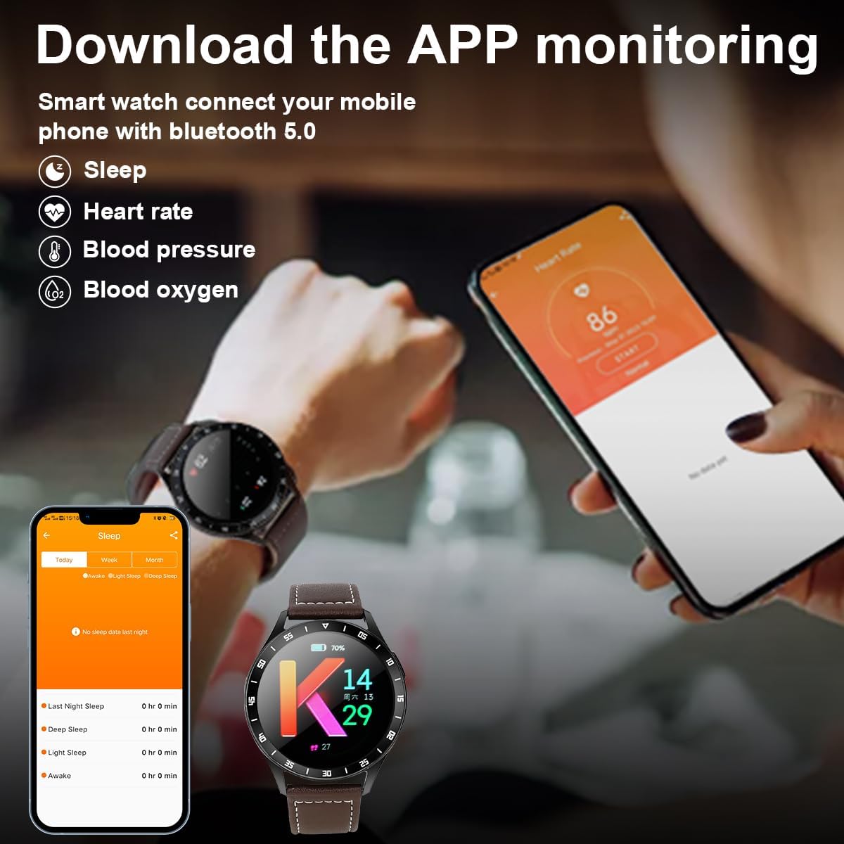 VOVOAEWACH Reloj inteligente 2 en 1 con auriculares, reloj de fitness redondo de 1.39 pulgadas, reloj Bluetooth con pasos, calorías, rastreador con