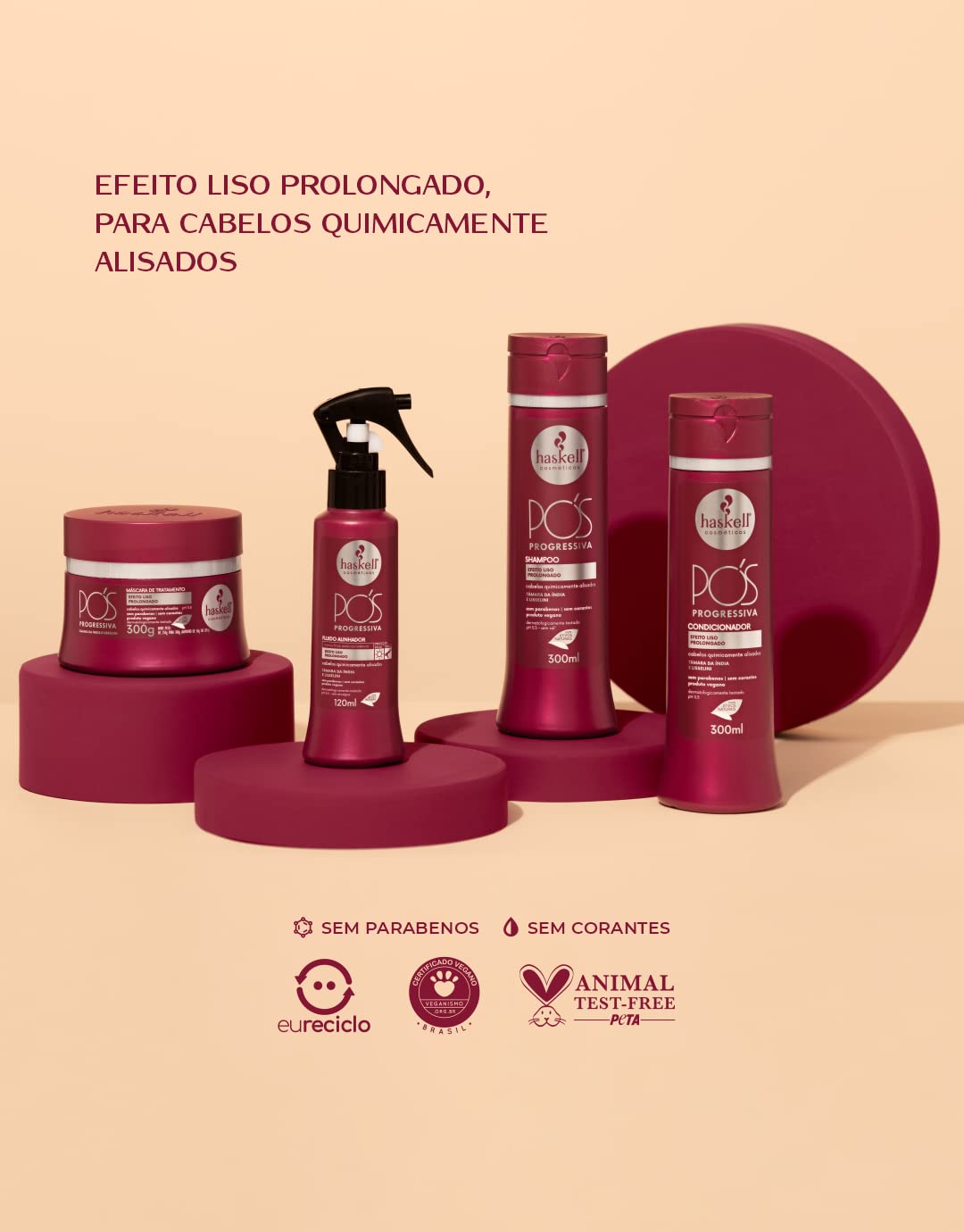Haskell – Linha Pos Progressiva – Condicionador Efeito Liso 500 Ml – (Colección Post-Alisado – Acondicionador Post-Alisado 16.90 Fl Oz)