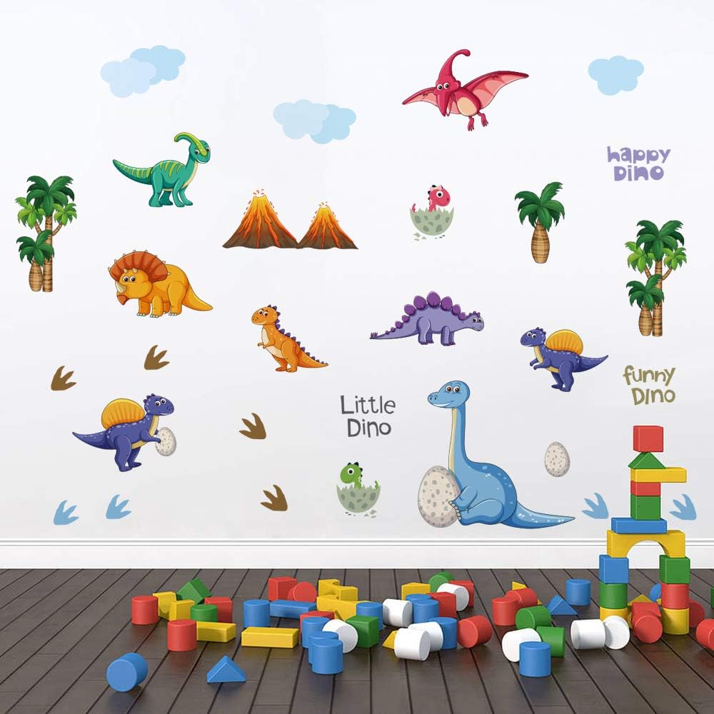 Runtoo Calcomanías de pared de dinosaurio, calcomanías de pared de aventura de dinosaurio, decoración de pared para niños y bebés, habitación de bebé