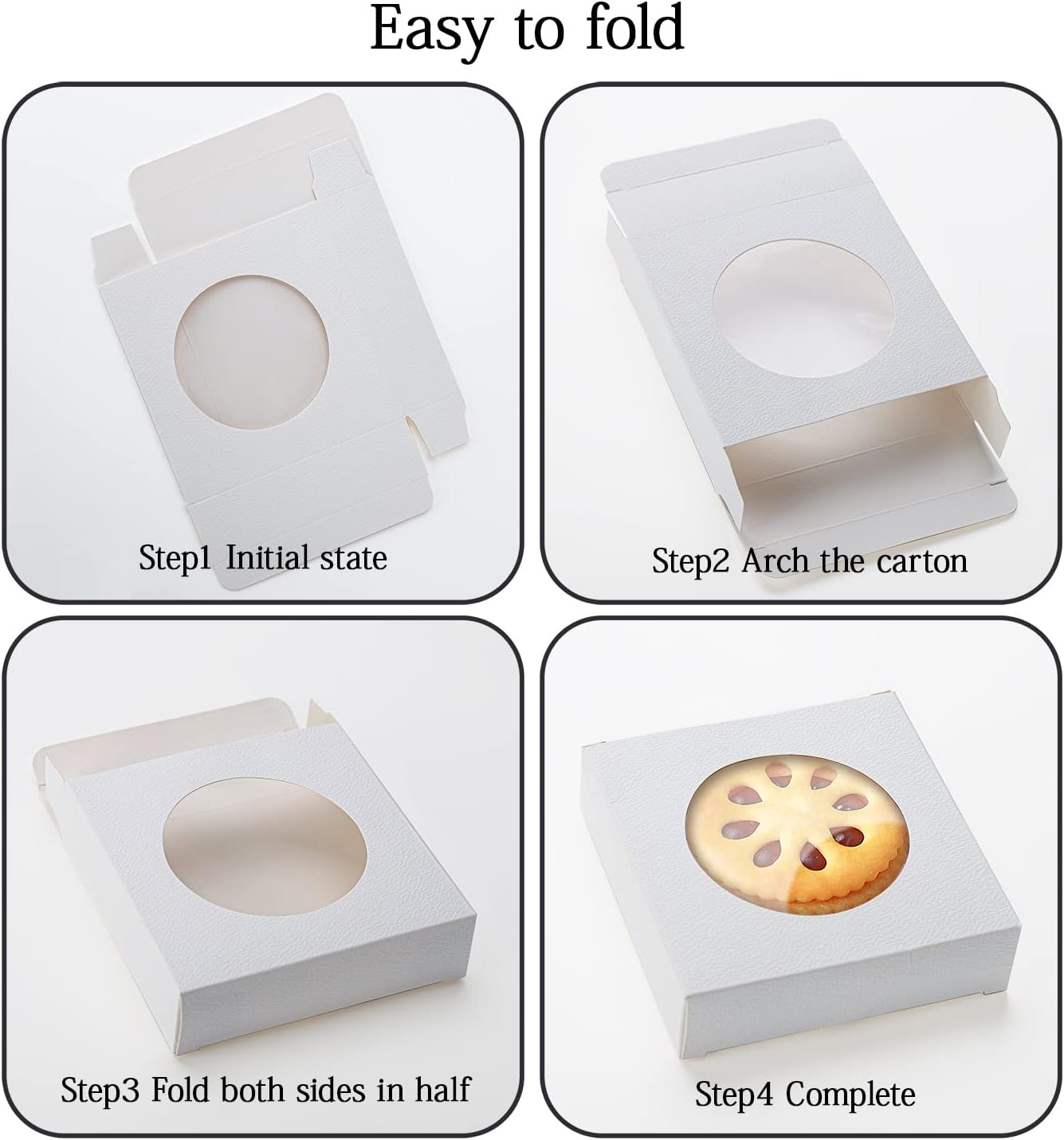 Bssay 60 cajas pequeñas de embalaje de jabón de 4.3 x 4.3 x 1.2 pulgadas, cajas de papel cuadradas blancas con ventana redonda transparente para