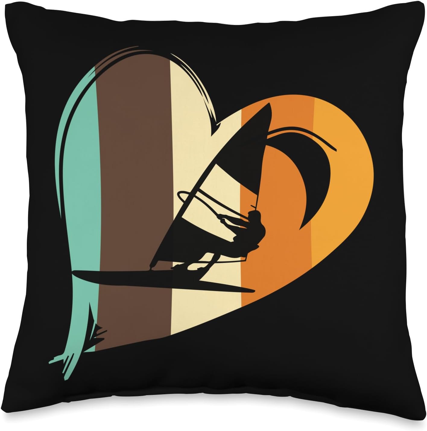 Windsurfer Windsurfing Windsurf Kitesurfing Motifs Retro Surfing Surfer Kitesurfer Windsurfer Throw Pillow, 16×16, Multicolor