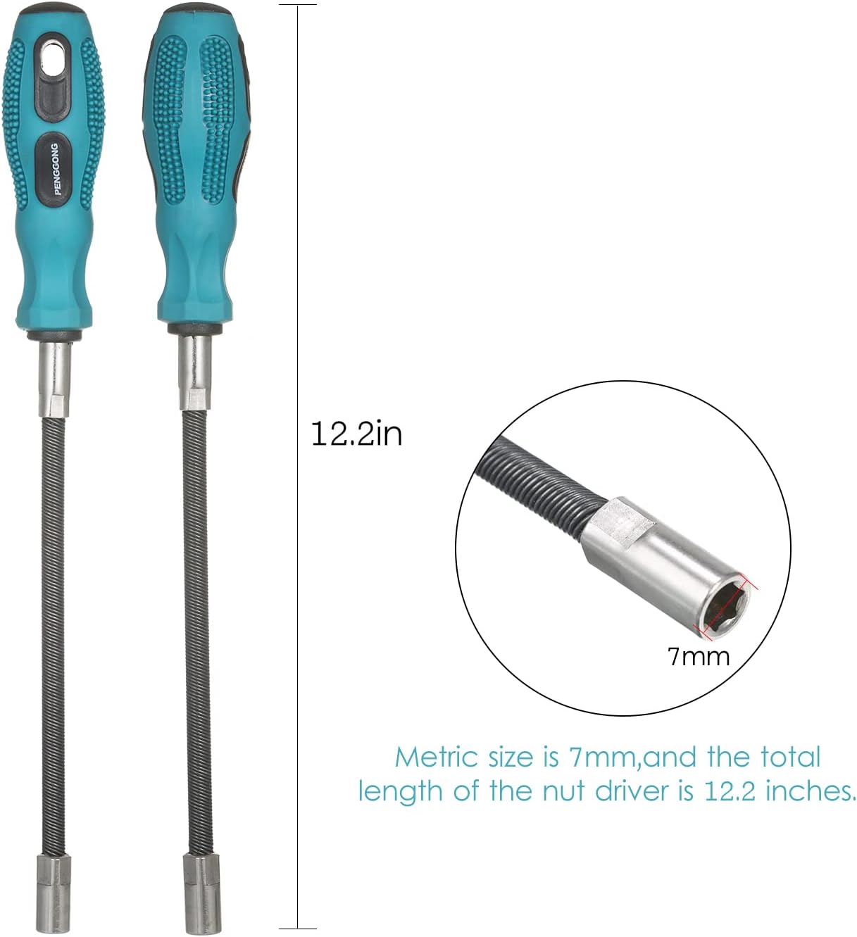 Conductor de abrazadera de manguera flexible de 0.276 in, destornillador de tuerca métrica, llave de enchufe flexible antideslizante, herramienta de