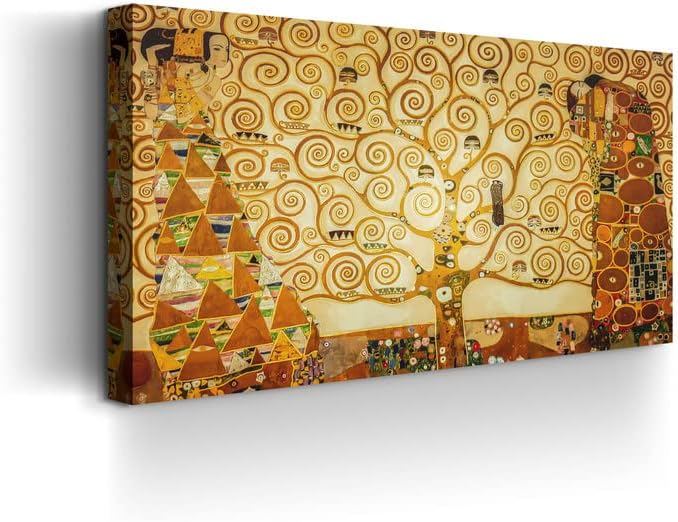 CanvasWAY – Gustav Klimt – Lienzo de reproducción del árbol de la vida, arte de pared, cuadro clásico sobre lienzo de algodón, marco de madera,