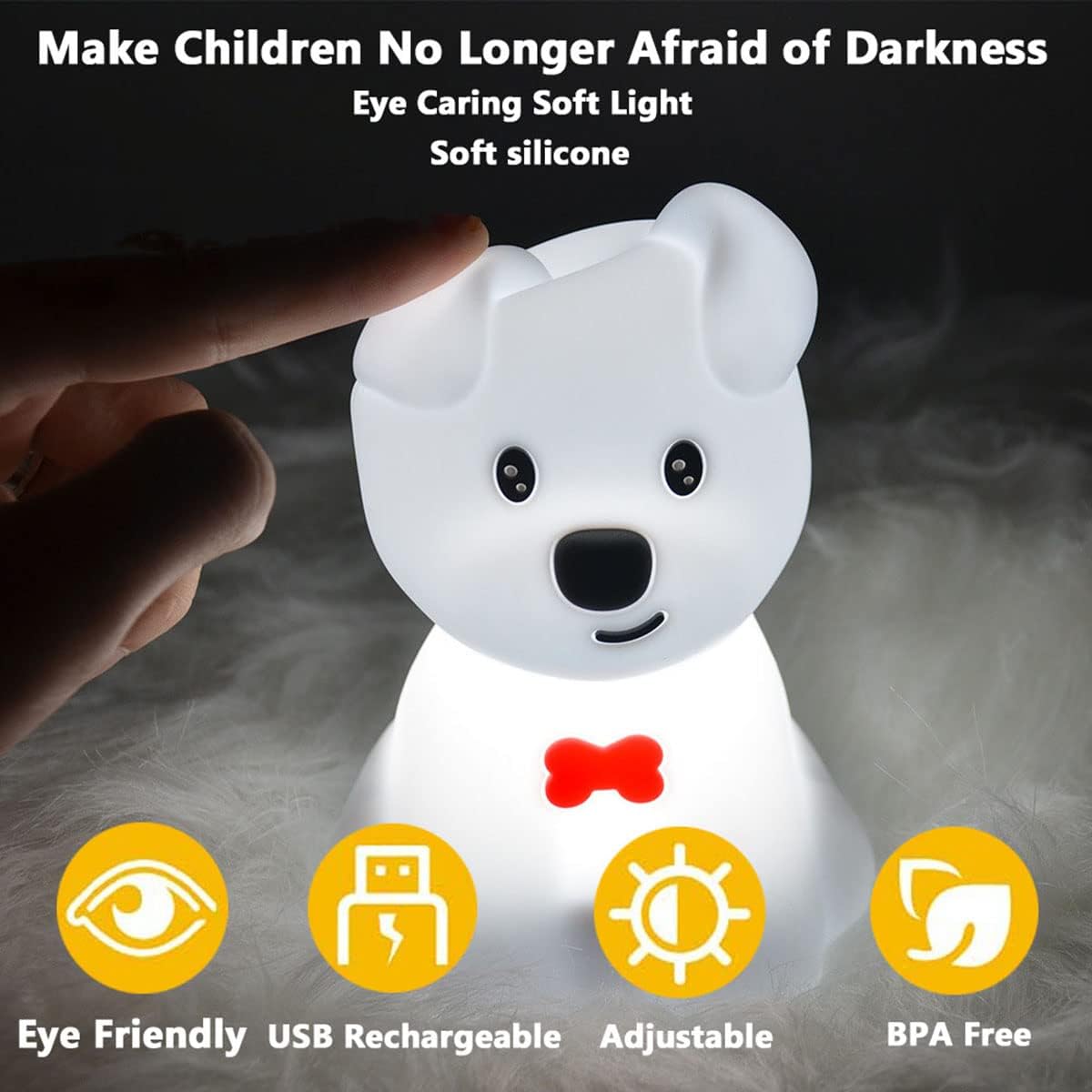 Luz nocturna para niños, lindas lámparas LED recargable, lámpara de noche para dormir, con sensor táctil, para regalo de vacaciones (dinosaurio)