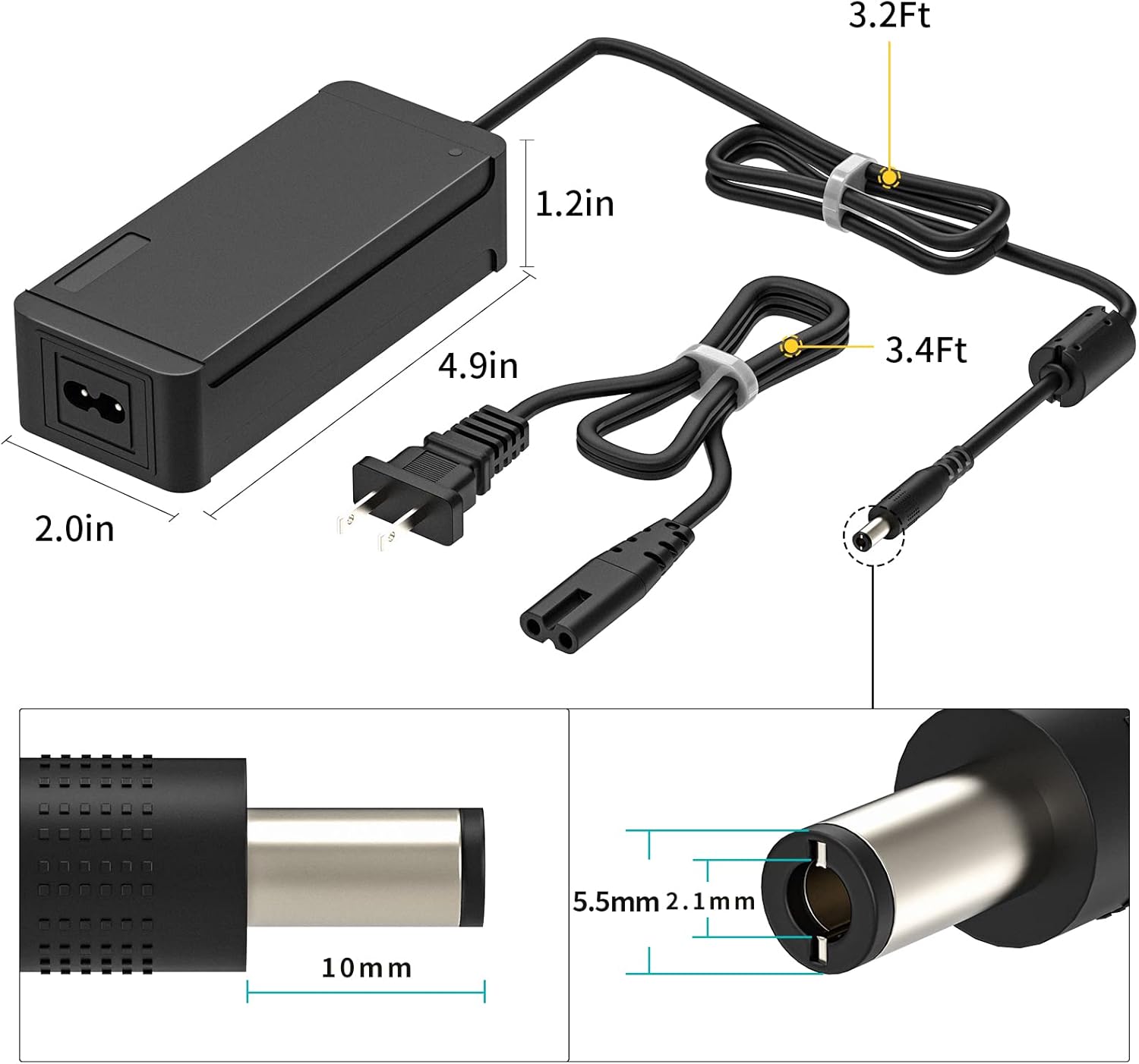 SUPERNIGHT Fuente de alimentación de 12 V 5 A CA 100-240 V 50-60 Hz a CC 12 voltios adaptador de corriente para 5050 3528 tira de luz LED