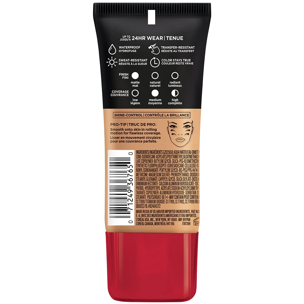 L’Oreal Paris Cosmetics Makeup Infallible Pro-Matte Liquid Longwear Foundation, Honey Bisque, 1 onza líquida
