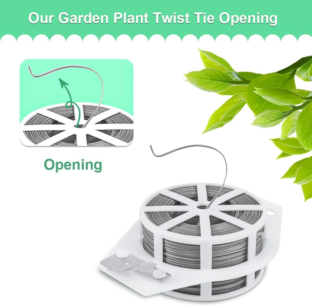 Shintop 328 Feet Garden Plant Twist Tie with Cutter for Gardening, Home, Office (Gray)