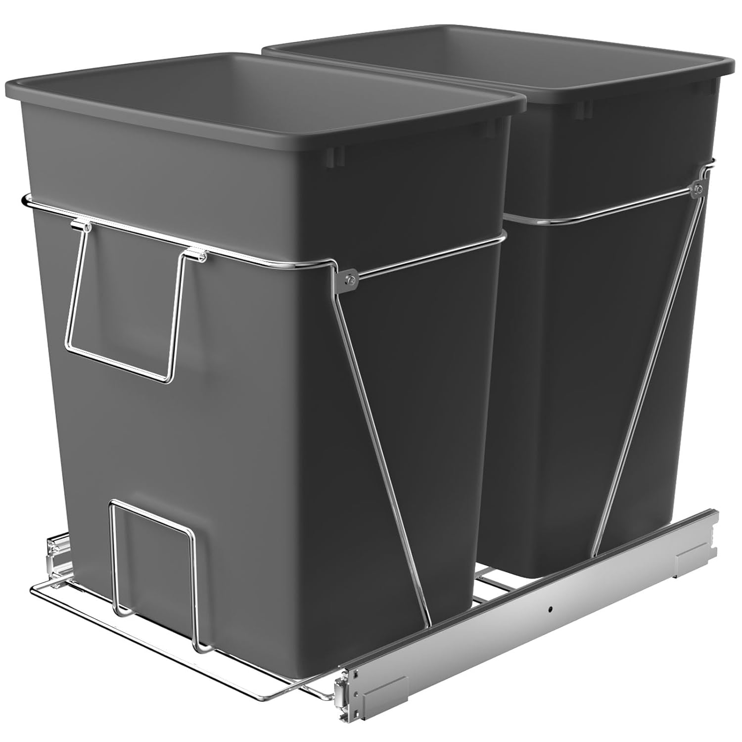 ROOMTEC Cubo de basura extraíble debajo del gabinete, estante de basura ajustable deslizante para cocina, organizadores de debajo del fregadero,