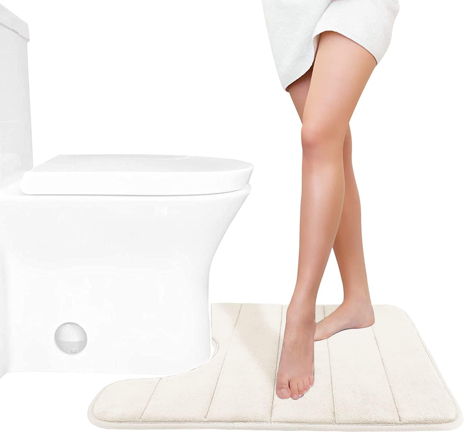 Yimobra – Alfombrilla de baño con espuma viscoelástica en forma de U, suave y cómodo, muy absorbente de agua, antideslizante, gruesa, lavable a