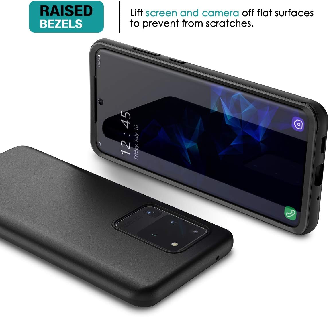 SURITCH Funda para Samsung Galaxy S20 Ultra, Protector de pantalla integrado Protección de cuerpo completo, cubierta de TPU suave, soporte de