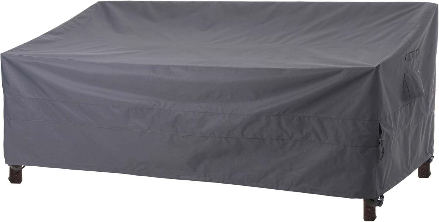 WJ-X3 Funda de sofá de 3 plazas para exteriores, funda resistente al agua, diseño resistente al viento, funda para sofá de patio, 87 pulgadas de