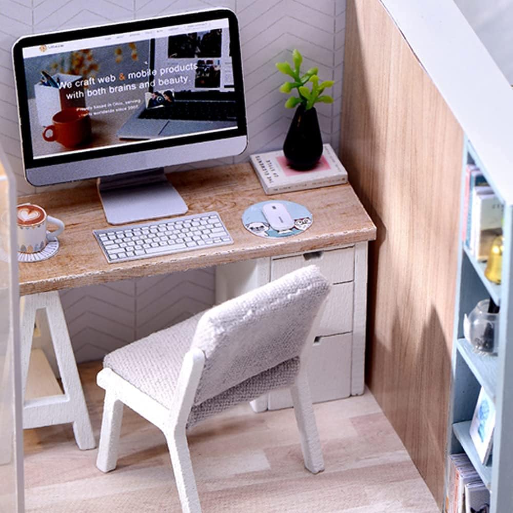 Cutebee – Casa de muñecas en miniatura con muebles, kit de casa de muñecas de madera DIY (hazlo tú mismo), a prueba de polvo, con música, se mueve,
