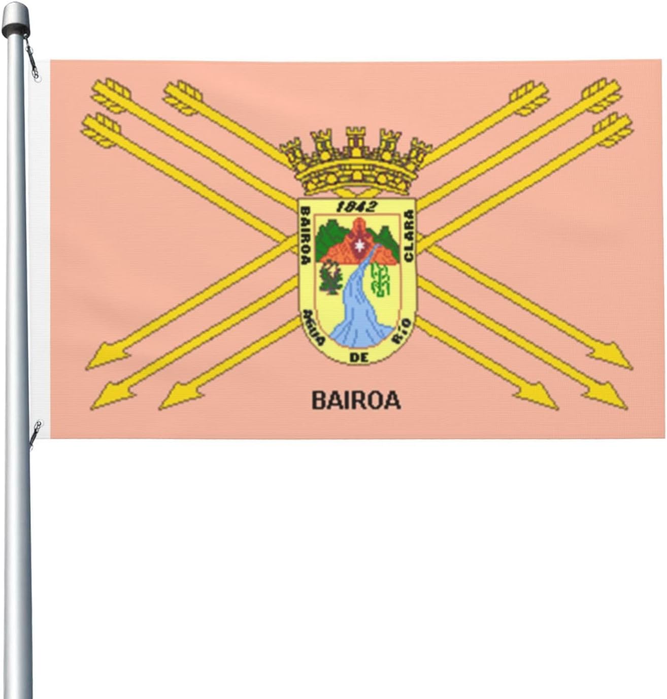 Bandera de Bairoa de doble cara (Caguas, Puerto Rico) de 3 x 5 pies, banderas para exteriores, banderas decorativas duraderas para interiores y