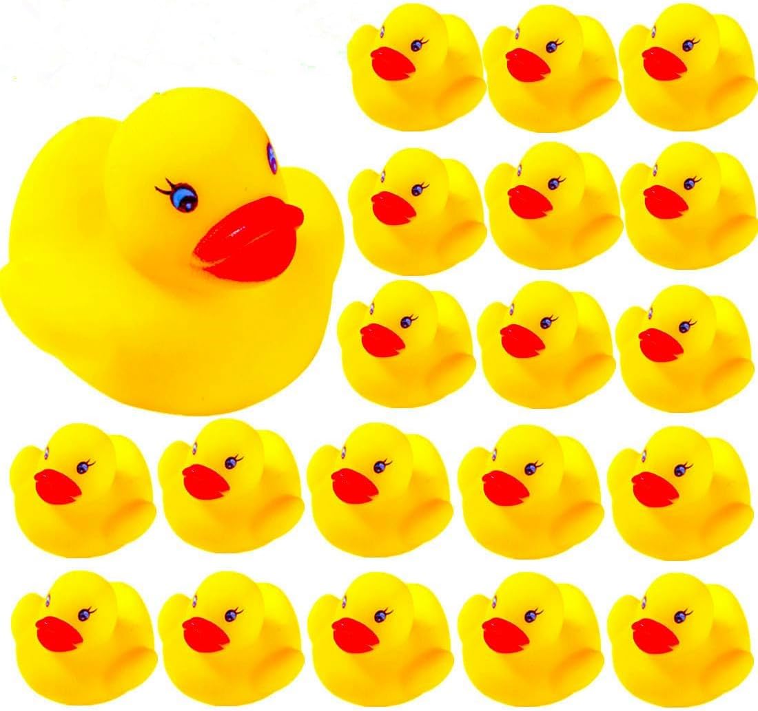 50 piezas de flotador y chirrido mini pato de goma para el baño del bebé Ducky Sound ShowerToys para niños celebrar la alegría de los niños