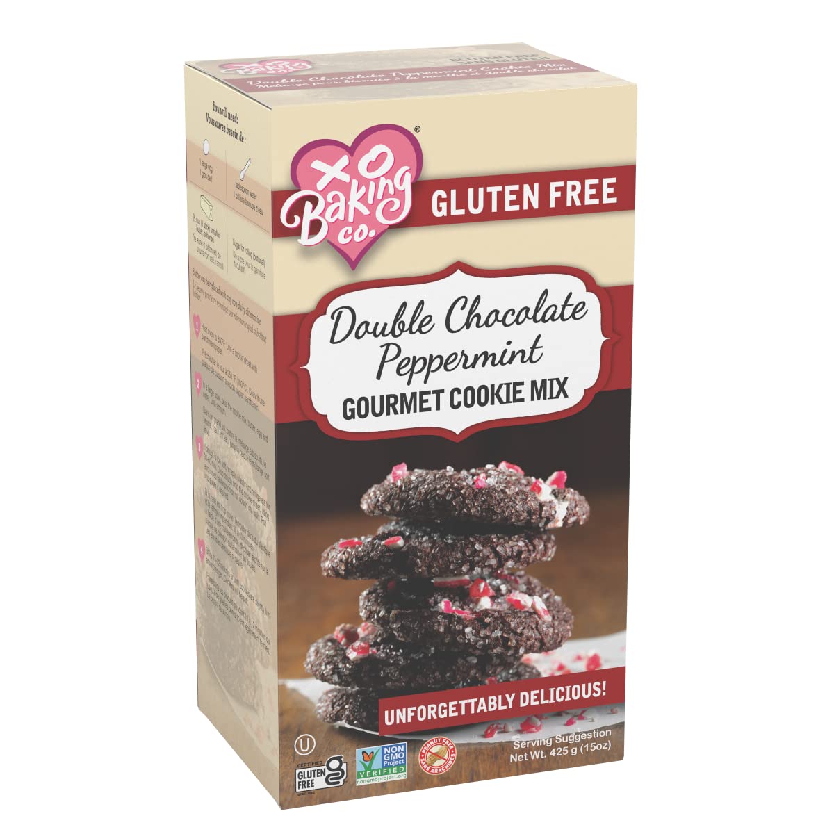 XO Baking Co – Mezcla de galletas de menta y chocolate doble, sabor sin OMG, con certificación de doble chocolate y menta, sin conservantes ni