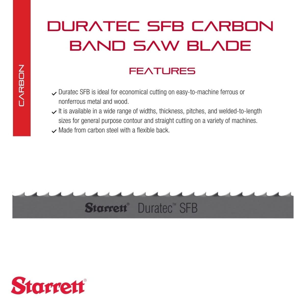 Starrett Duratec – Hoja de sierra de banda SFB, acero al carbono, diente regular, juego ondulado, rastrillo neutro, 150 pulgadas de largo, 12