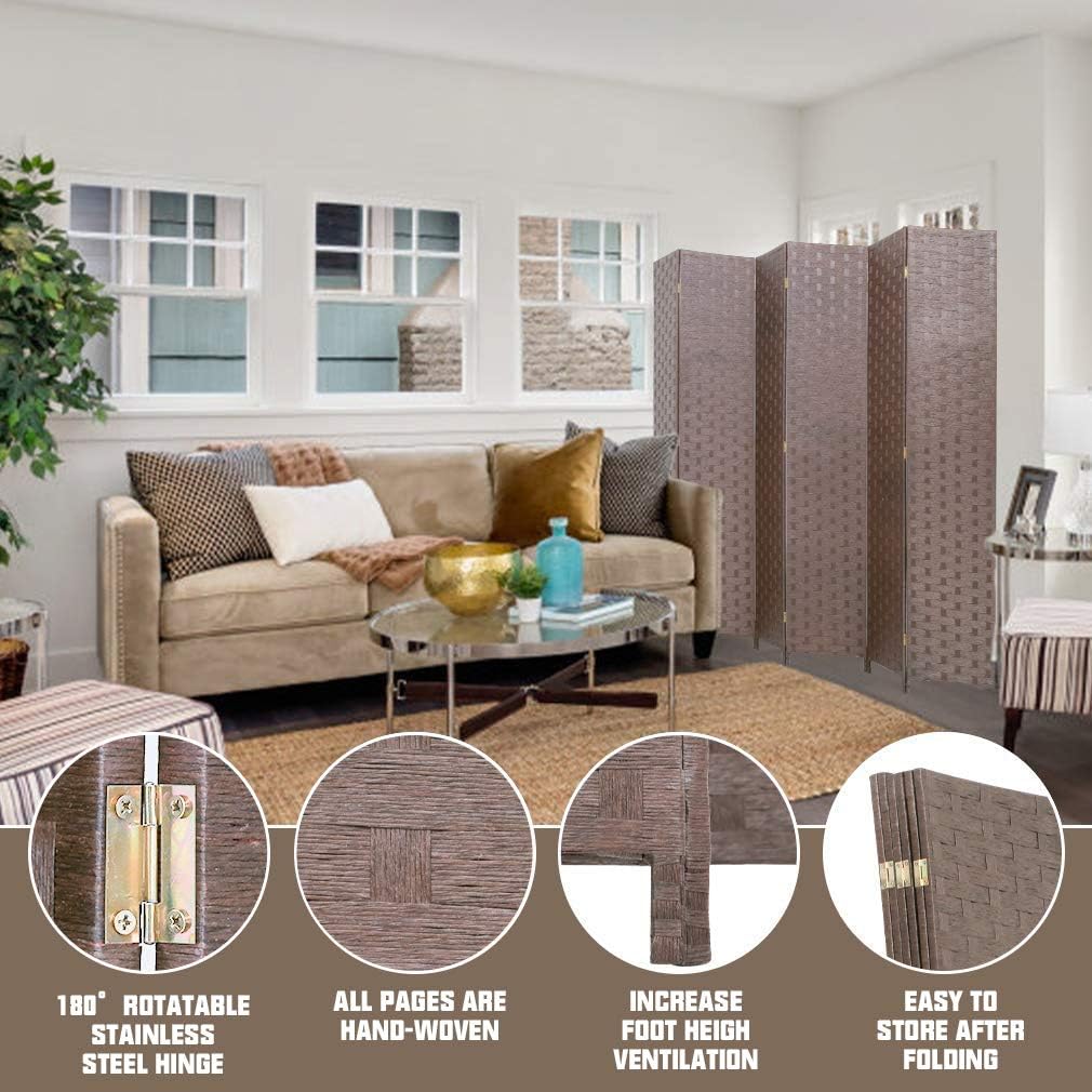 Divisores de habitación y pantallas plegables de privacidad de 6 paneles de 6 pies plegables portátiles separadores de habitación, diseño de malla