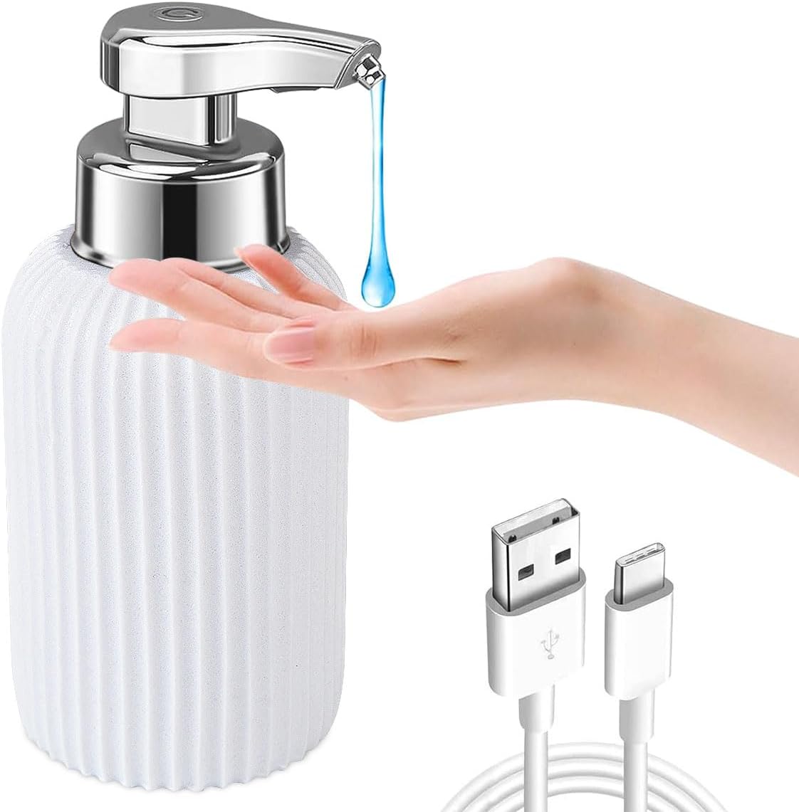 Kuxssul Dispensador automático de jabón líquido, dispensador de jabón de manos sin contacto de 10.8 onzas líquidas, dispensador de jabón líquido