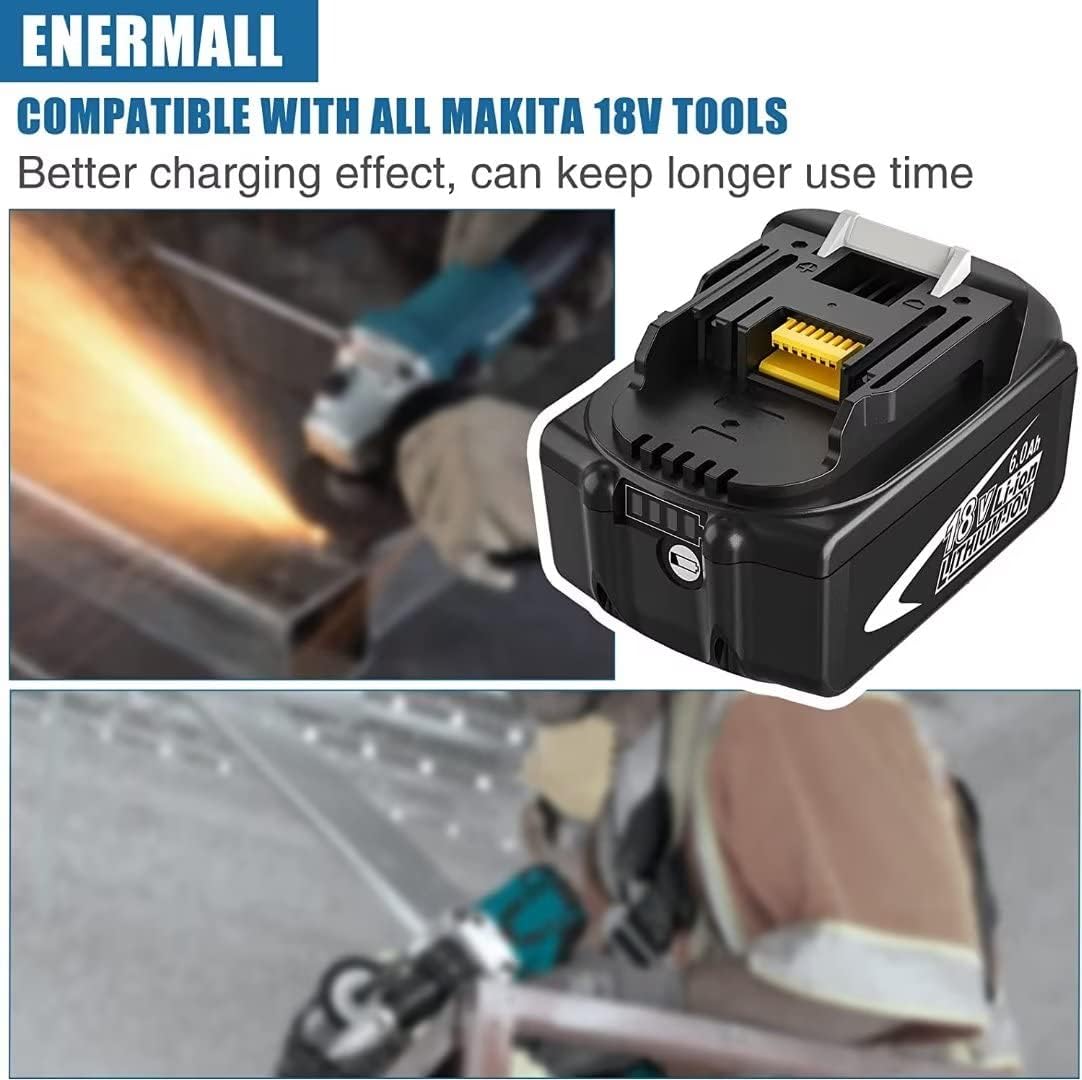 Paquete de 4 baterías de repuesto mejoradas de 6.0Ah BL1860B de 18 voltios para makita compatible con Makita batería de litio BL1860B BL1860 BL1850B