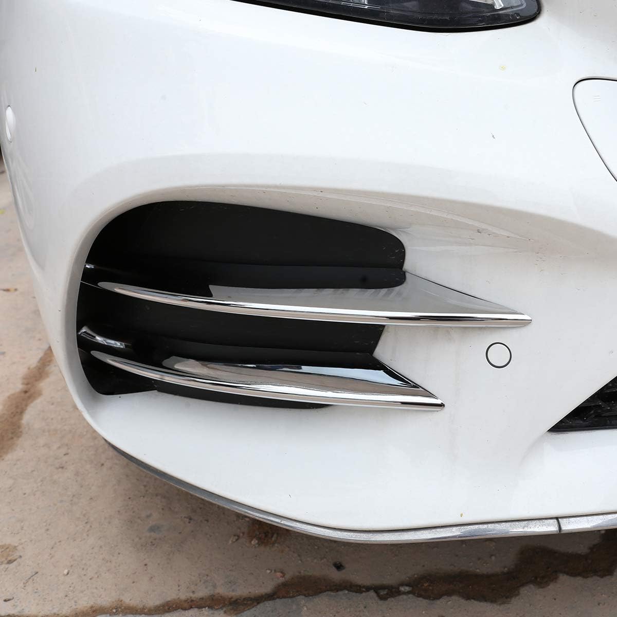 YIWANG Tiras de lámpara antiniebla delantera ABS cromadas para Mercedes Benz Clase C W205 S205 C180 C260 C300 2019 2020 (plata)