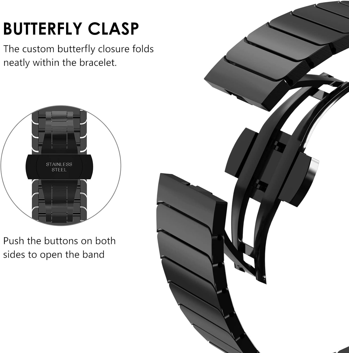CHANCHY Correa de acero inoxidable para Apple Watch UltraUltra 2 Link de 1.929 in 1.732 in 1.772 in 1.654 in, correa de metal con cierre plegable