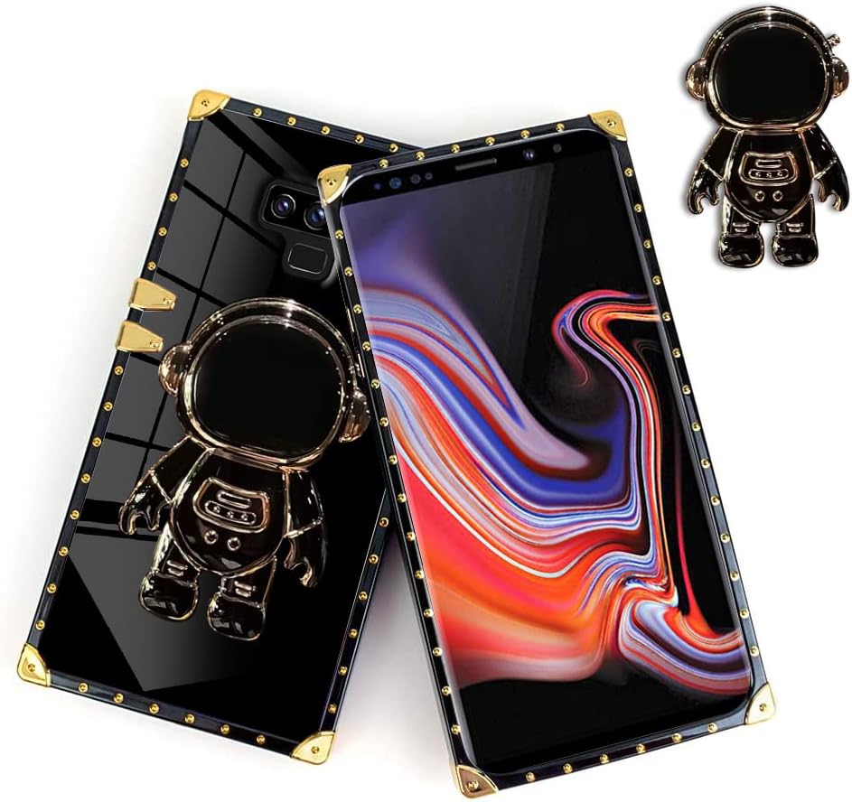 Funda protectora de TPU con soporte oculto de astronauta para Samsung Galaxy Note 9, chapado en 6D, diseño de astronauta, diseño de dibujos