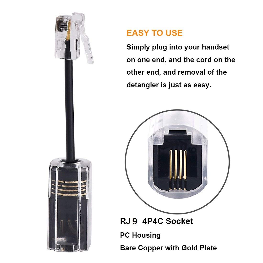 YIENFBEV Desenredador de cable telefónico, desenredador de cable telefónico, paquete de 6 cables giratorios de 360 grados, cable giratorio para