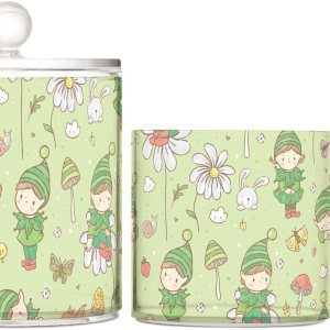 Elf Jars with Lids Plastic Jars Bathroom Containers Canister Jar Cotton Pad Dispenser for Dorm Room Essentials for College Students Girls Elf Jars with Lids Plastic Jars Bathroom Containers Canister Jar Cotton Pad Dispenser for Dorm Room Essentials for College Students Girls
