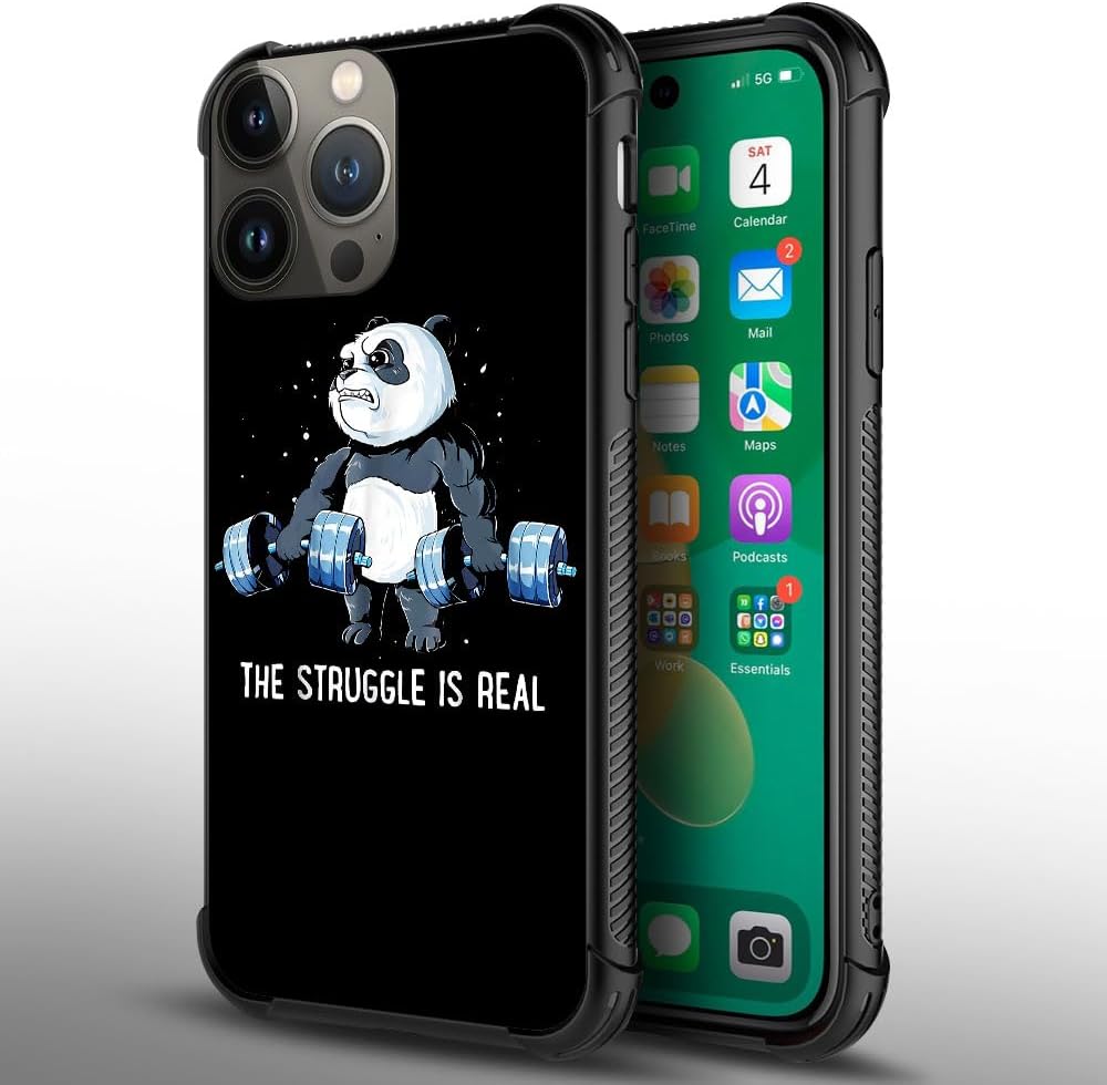 CARLOCA Funda compatible con iPhone 15 Pro Max, funda con diseño de panda On Swole para iPhone 15 Pro Max, ultra protección, a prueba de golpes, de