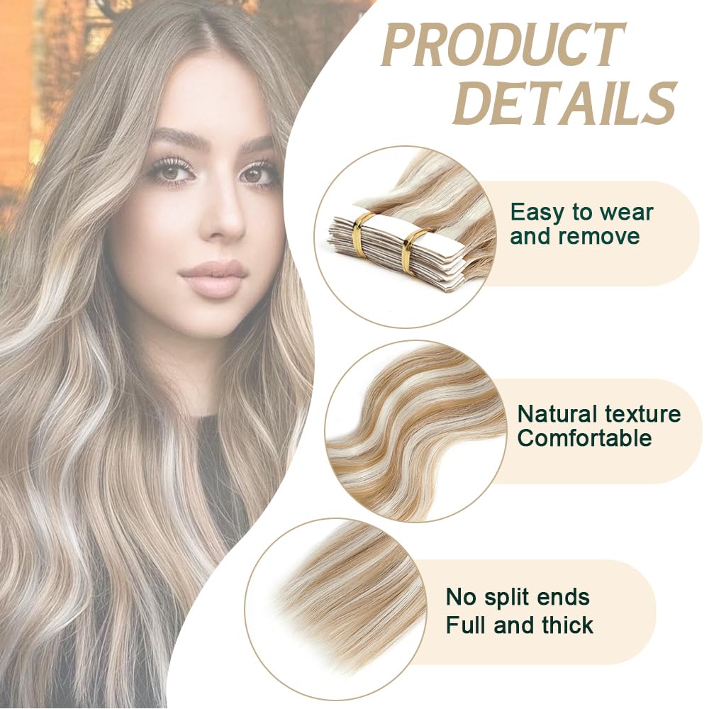 Extensiones de cabello con cinta, 10 unidades, 1.76 oz, extensiones de cabello sintético rizado, ondulado, de 20 pulgadas, sin costuras, cinta