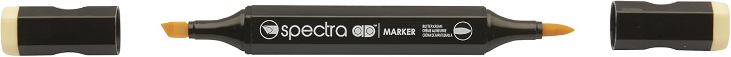 AD Marker Chartpak Spectra, Tri-Nib y cepillo de doble punta, crema de mantequilla, 1 cada uno (S096AD)