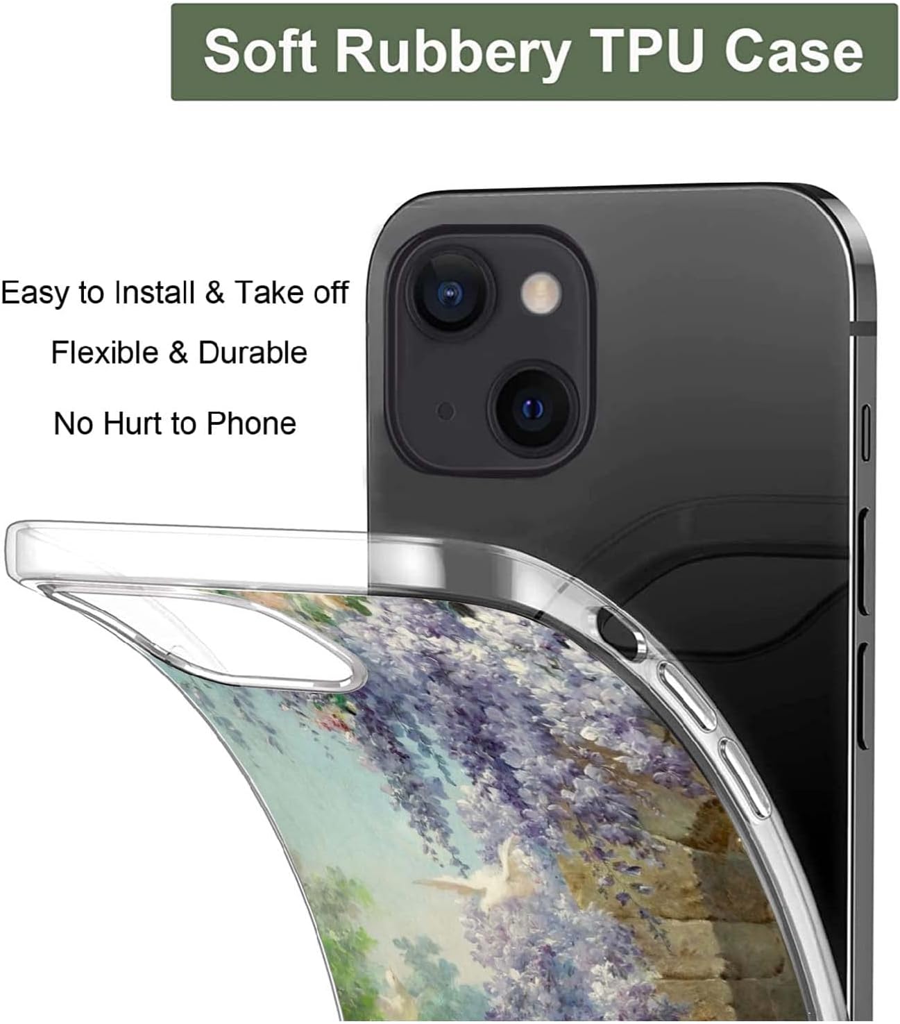 Funda protectora de estilo retro estético con pintura al óleo para iPhone 14, diseño renacentista, flexible, TPU, a prueba de golpes, compatible con