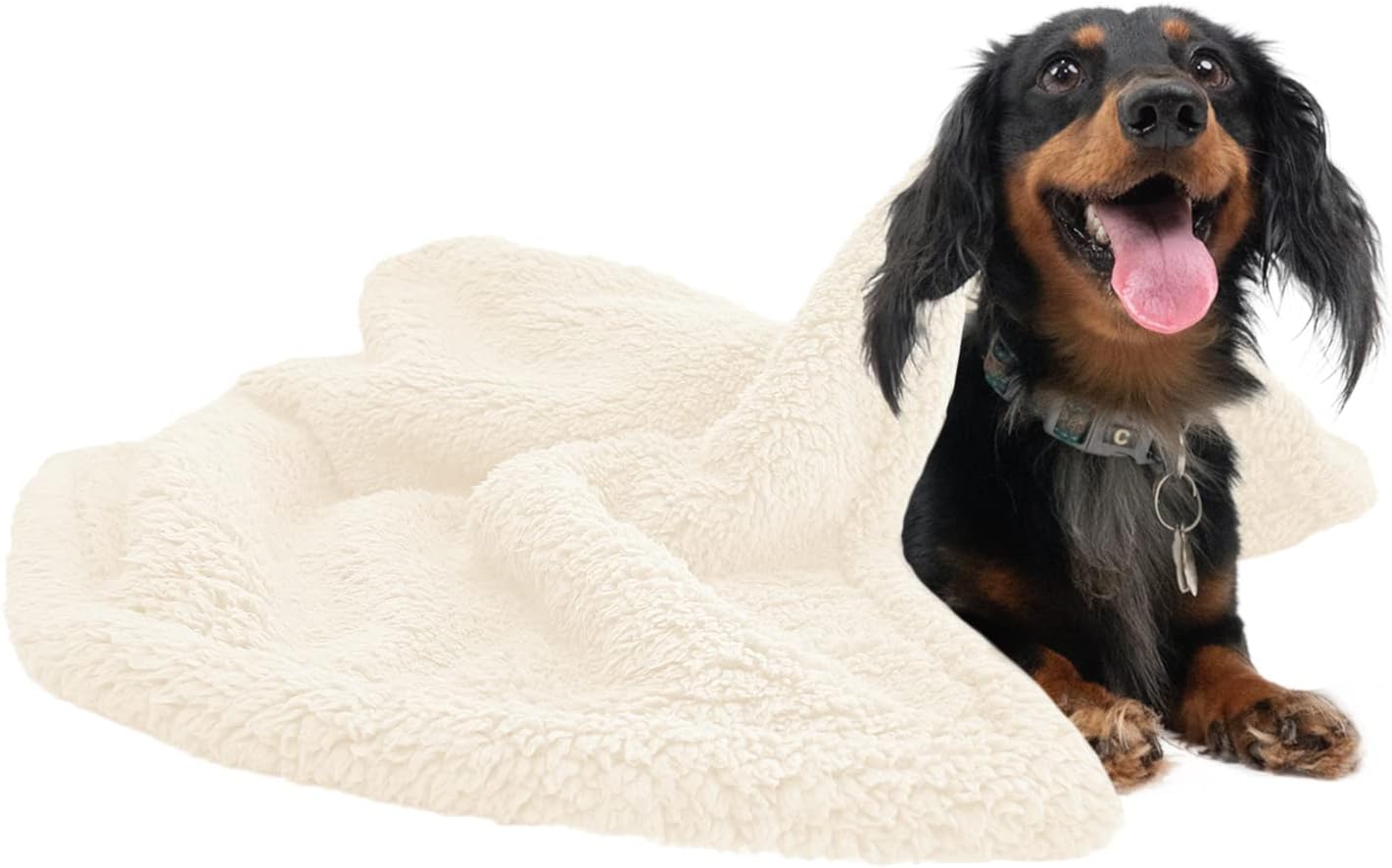 Mantas impermeables para perros medianos, manta de gato mediano lavable para protección del sofá, manta de forro polar sherpa suave, beige, M