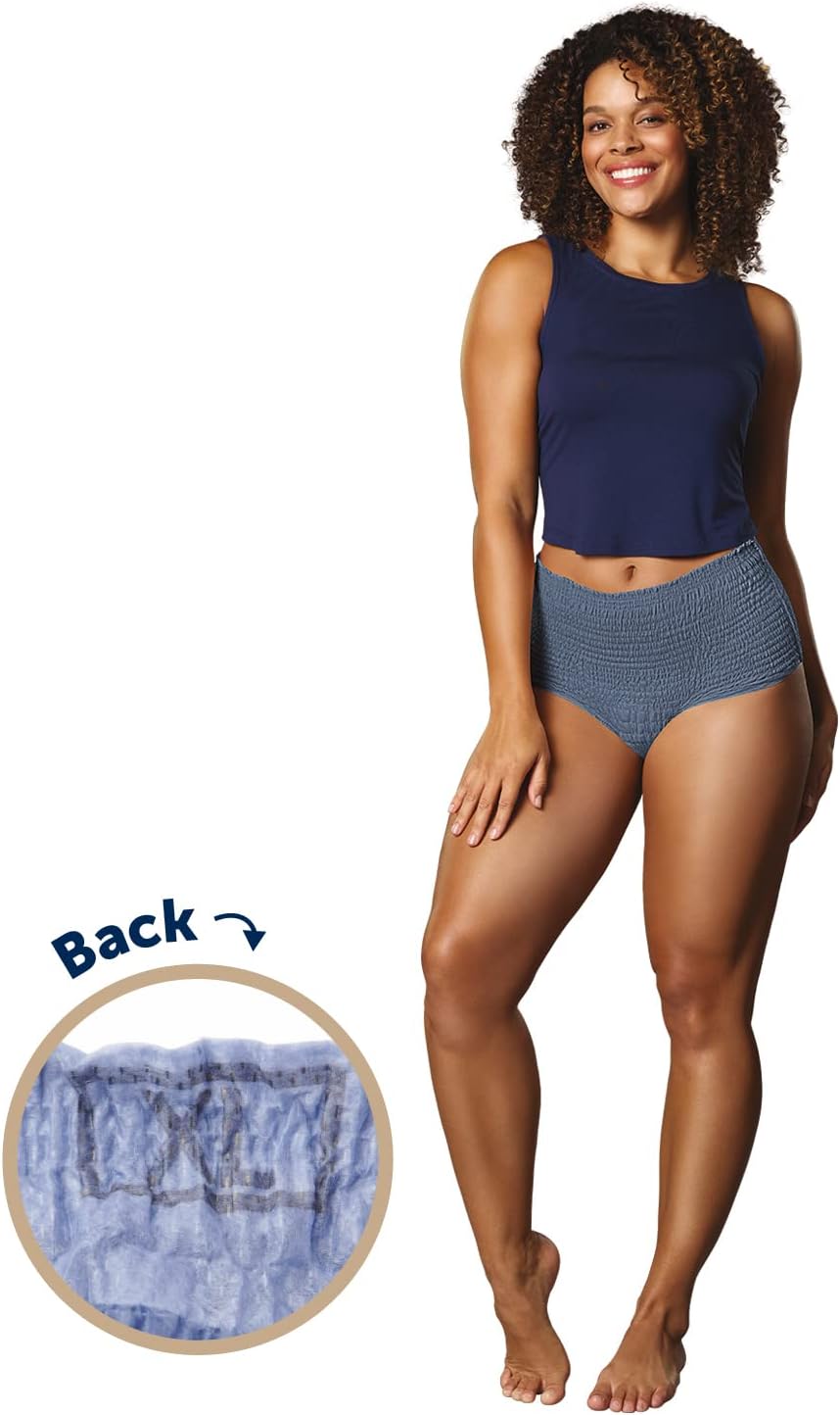 FitRight Fresh Start Ropa interior para incontinencia urinaria y posparto para mujer, talla M, azul, máxima absorción, con el poder de control de