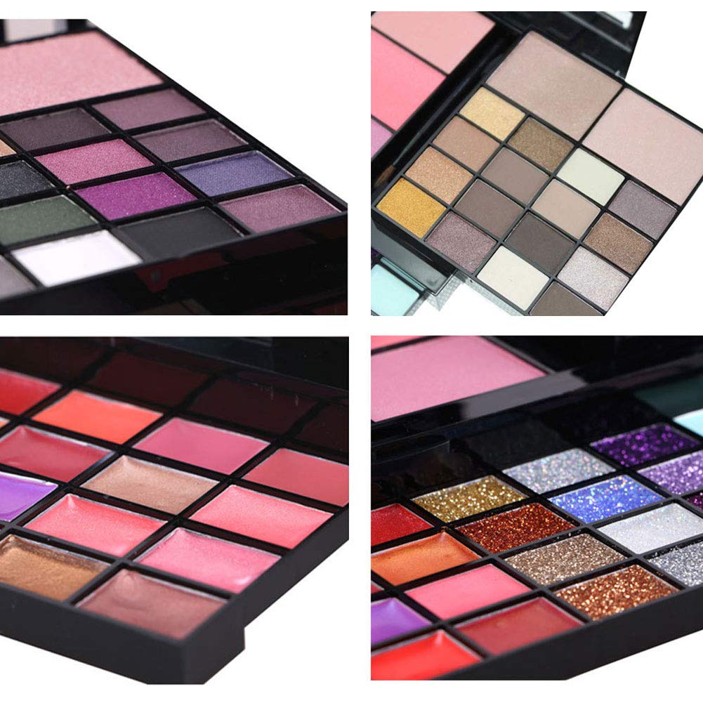 Kit de maquillaje profesional de 74 colores todo en uno, incluye 36 maquillaje de sombra de ojos, 16 brillo de labios, 12 crema con purpurina, 4
