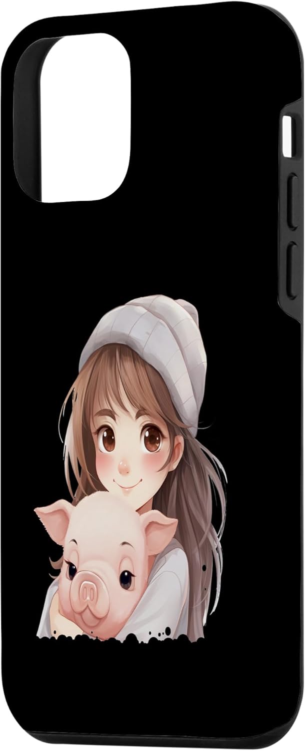 iPhone 12 mini cute girl hugging pig animal rights friend pet lover Idea Cr Case