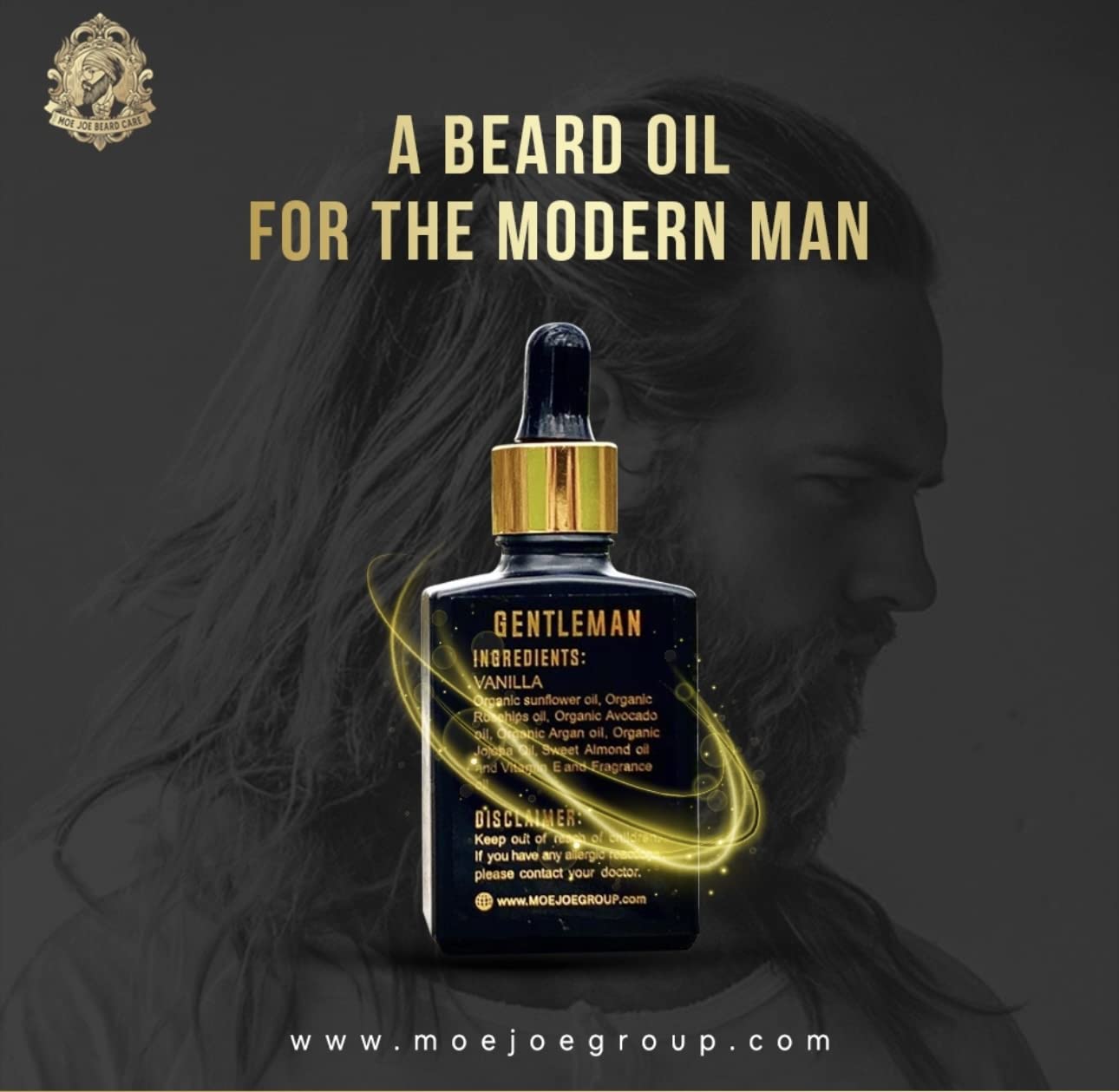 MOE JOE – Aceite para barba para hombres de Dubai para el cuidado de la barba, ingredientes orgánicos y naturales puros de vitamina E, ámbar y
