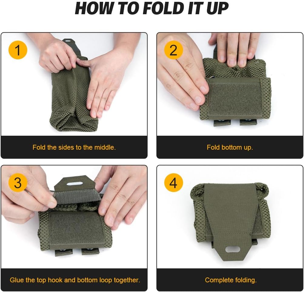 IDOGEAR SPORTS Bolsa táctica Molle plegable Mag-Net con cordón para reciclaje, paquete de herramientas de recuperación para cinturón Molle, chaleco