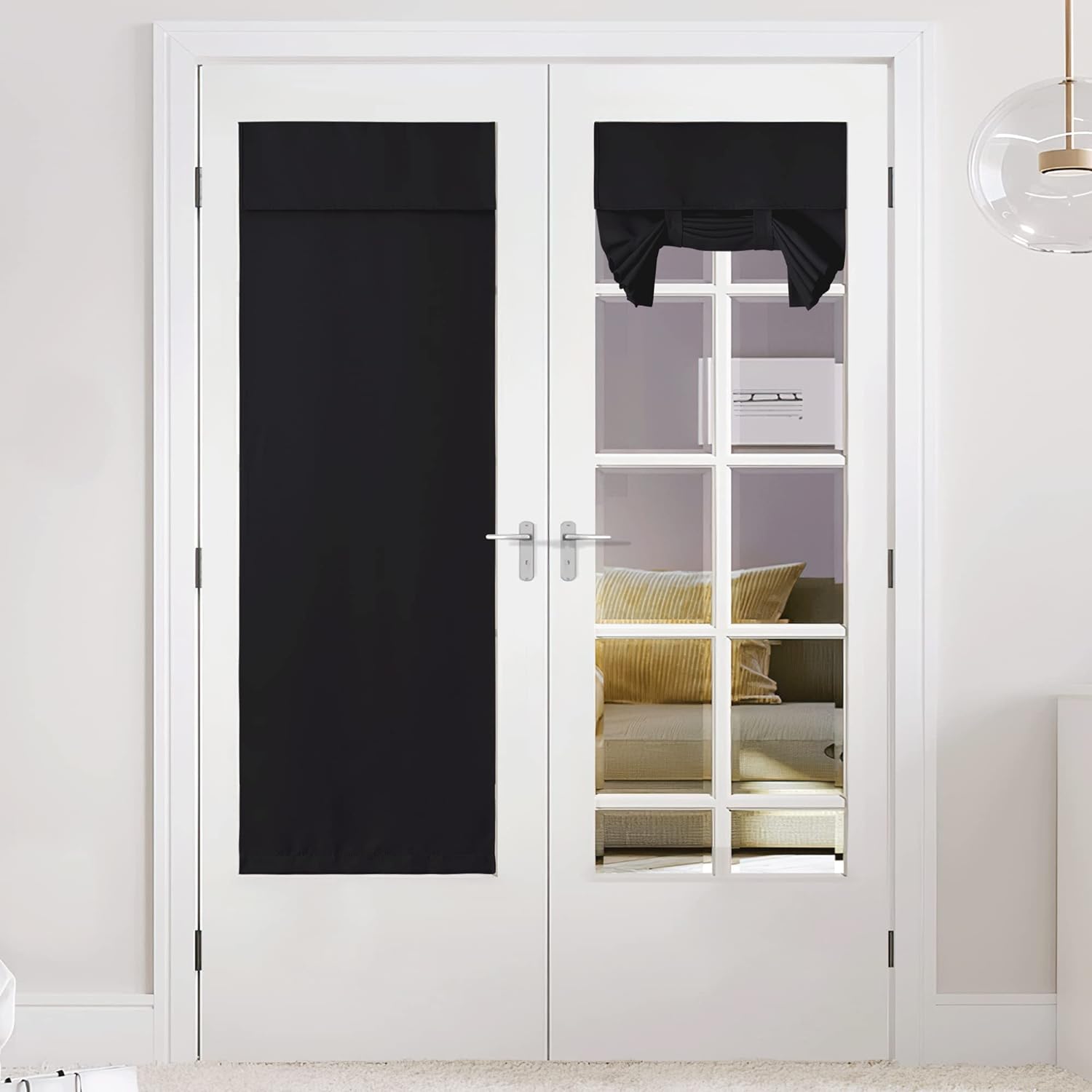 NICETOWN Cortina de puerta francesa, cortinas Tricia de privacidad para puerta de ventana para caravana, cámper, aislamiento térmico, cortina de