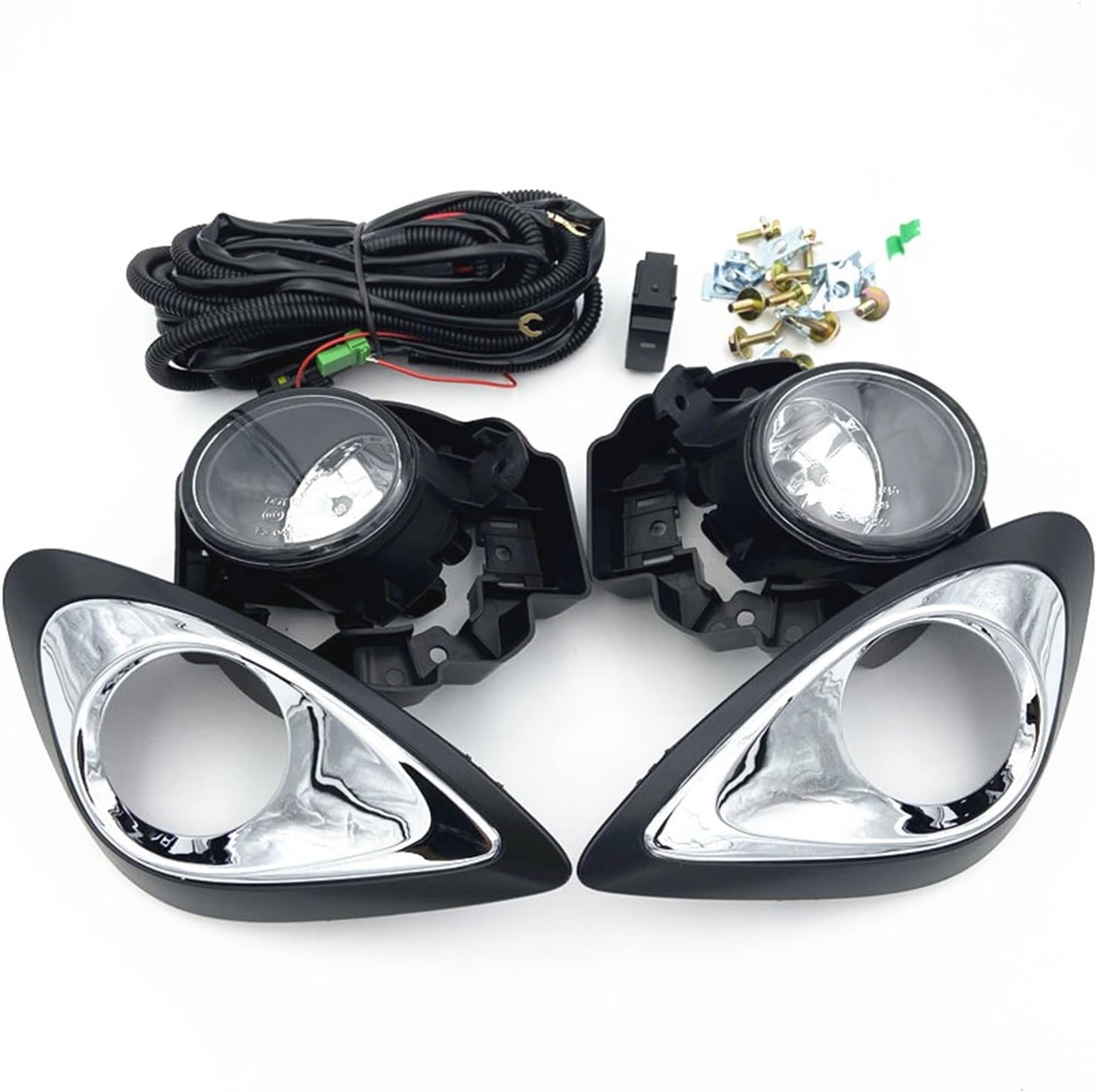 2 piezas de luz antiniebla compatibles con Nissan March Micra Hatchback Car Hologen lámpara antiniebla cubierta cromada parachoques delantero luz