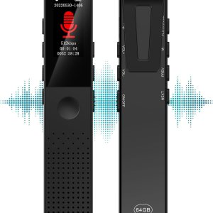 Grabadora de voz digital de 64 GB, grabación HD de audio de voz sin ruido de 3072 Kbps, grabadora activada por voz para 550 horas de capacidad de Grabadora de voz digital de 64 GB, grabación HD de audio de voz sin ruido de 3072 Kbps, grabadora activada por voz para 550 horas de capacidad de
