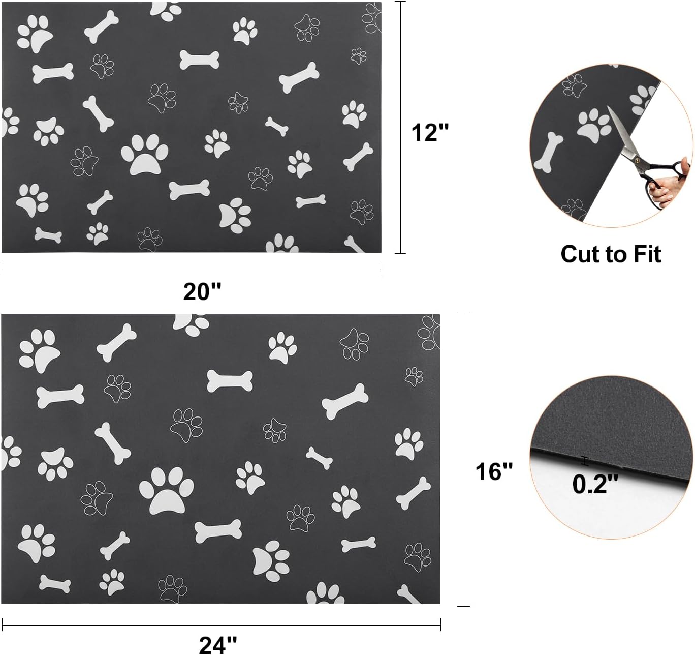 Tapete de alimentación para mascotas, 12 x 20 pulgadas, tapete absorbente de comida para perros y cuenco de agua, almohadilla de secado rápido para